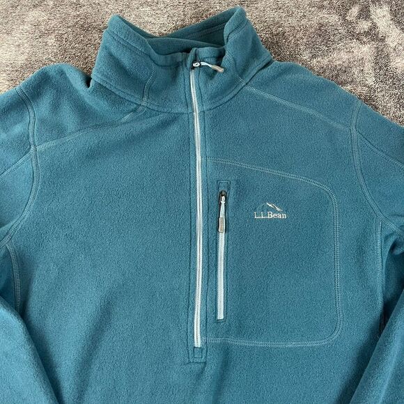 LL Bean Trail Fitness Fleece 1/4 Zip Men's M Blue Pullover Sweater NWT Outdoor - Picture 2 of 9
